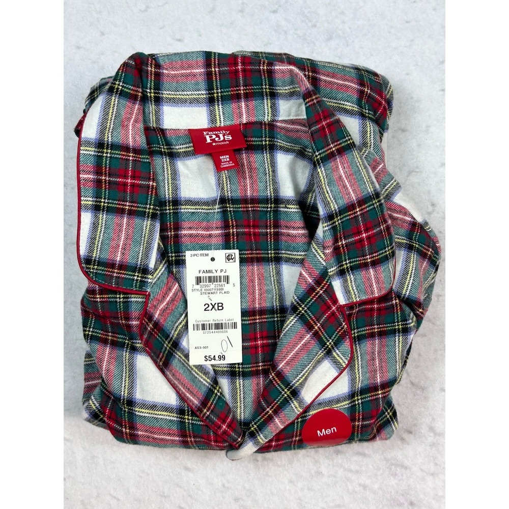 Stewart Plaid Pajama Set Men's 2XB 2-PC Red White